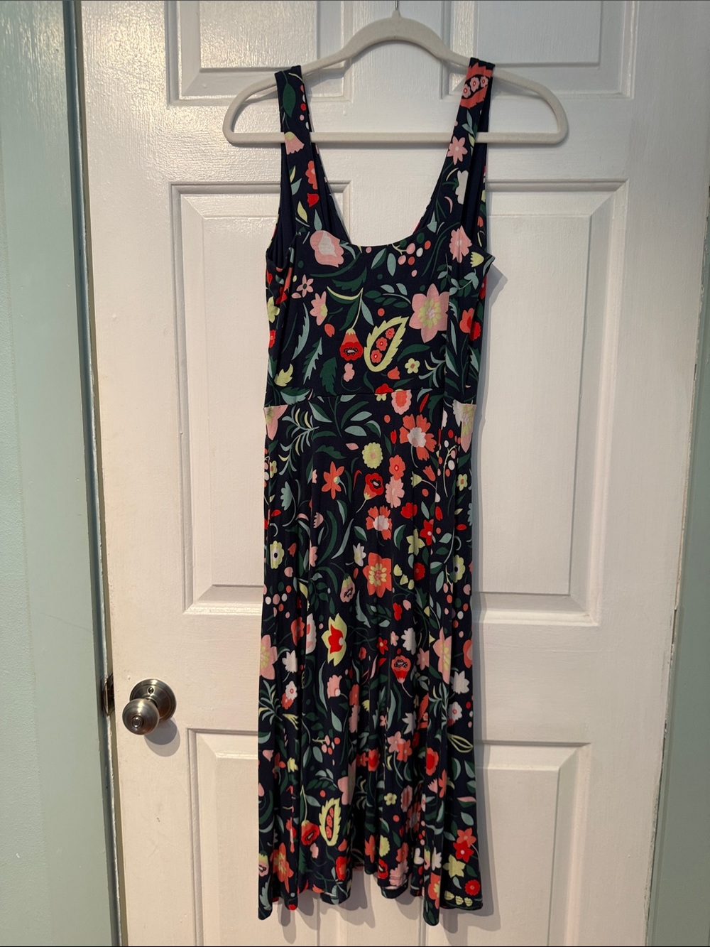 Boden Navy Floral Midi Dress with Multicolor Flowers - Picture 8 of 8